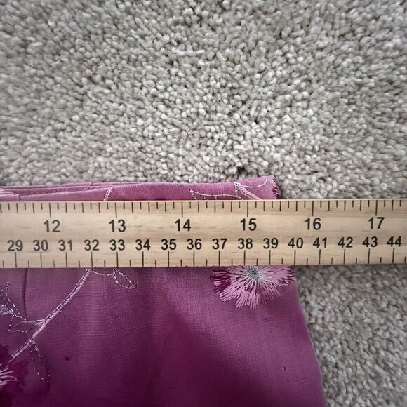 Dana Buckman Pink Raw Silk Dress Embroidered Flowers Pant Size 12 - Picture 6 of 6